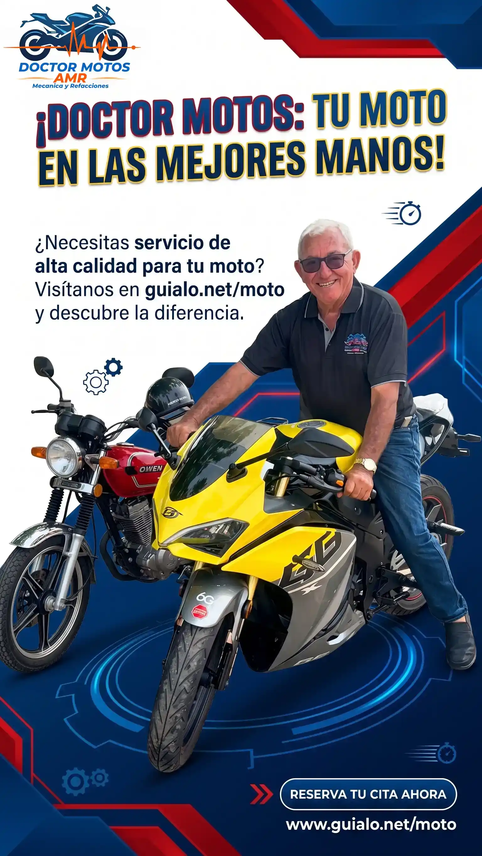 Mano de obra y lavado de motos